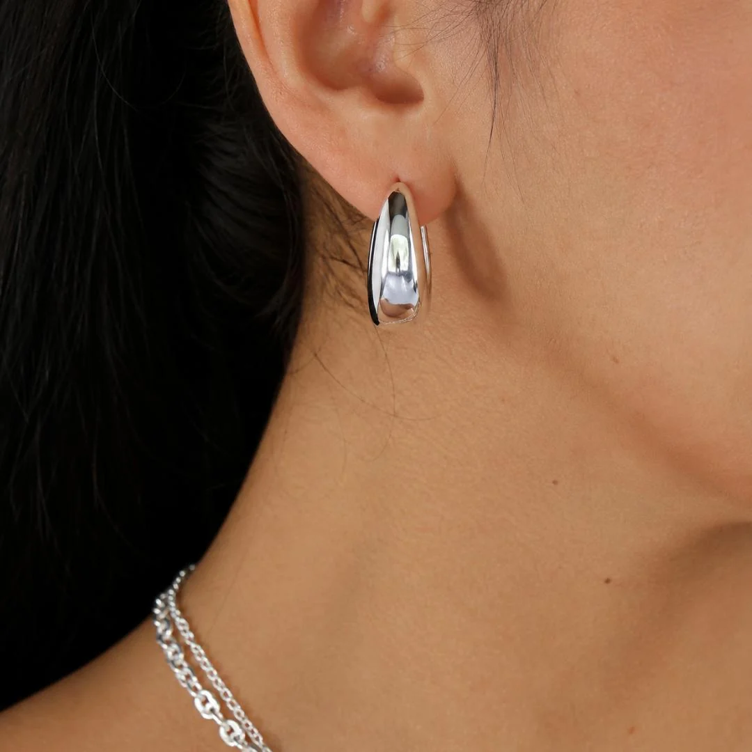 Hoop Earrings Dome Huggie Classic Non Tarnish Jewelry